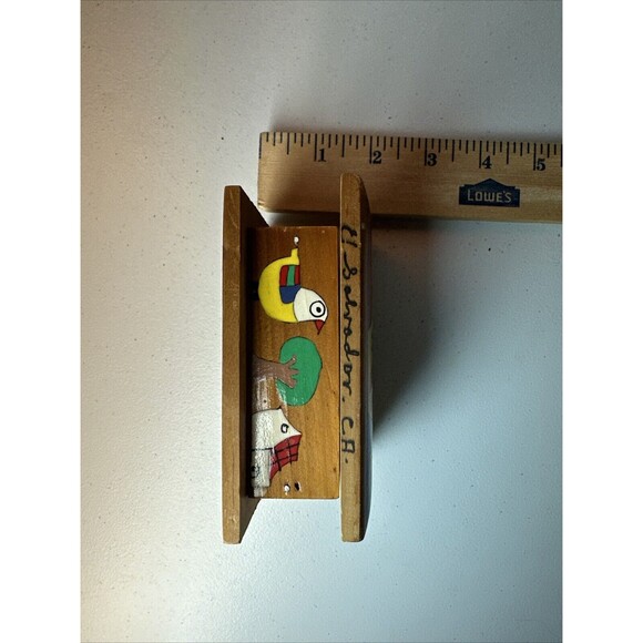 Hand Painted Folk Art Tile El Salvador Framed Colorful Cheerful Trinket Box Bird - Picture 8 of 8